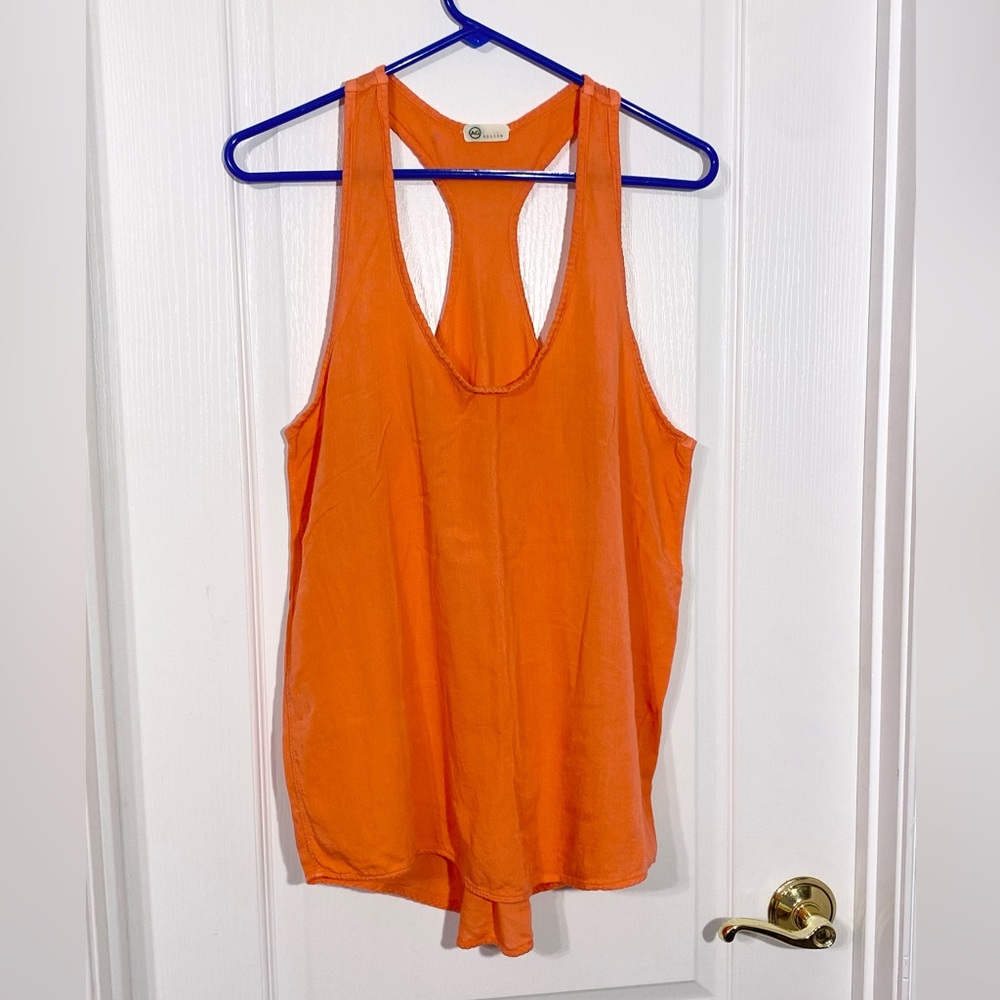AG Flowy Scoop Neck Racerback Tank Top Orange Medium Adriano Goldschmied